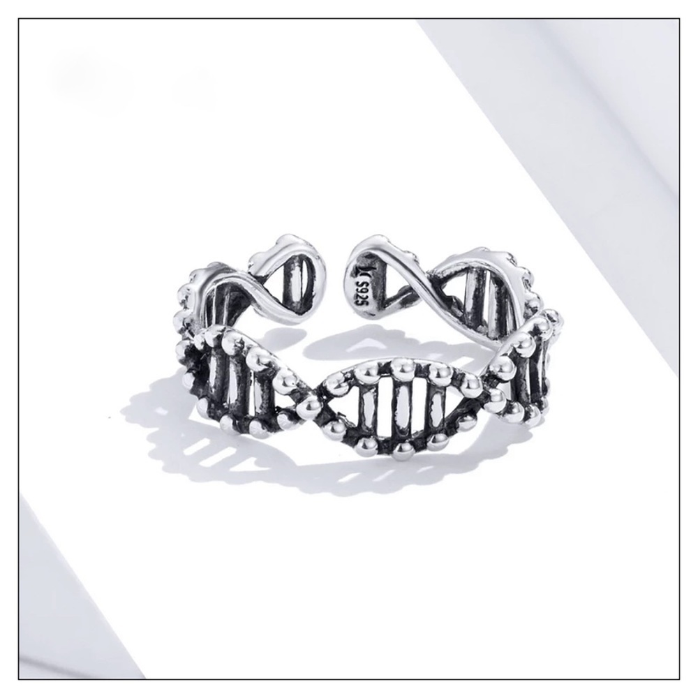 New Solid Sterling Silver Adjustable 12 Strand DNA Helix Ring